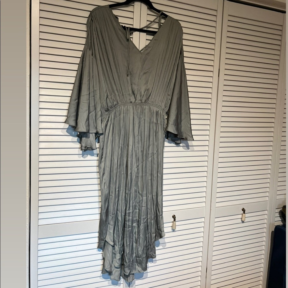 Never worn Country Road silky pale green dress with long sleeves.